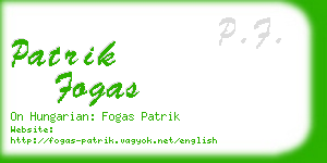 patrik fogas business card